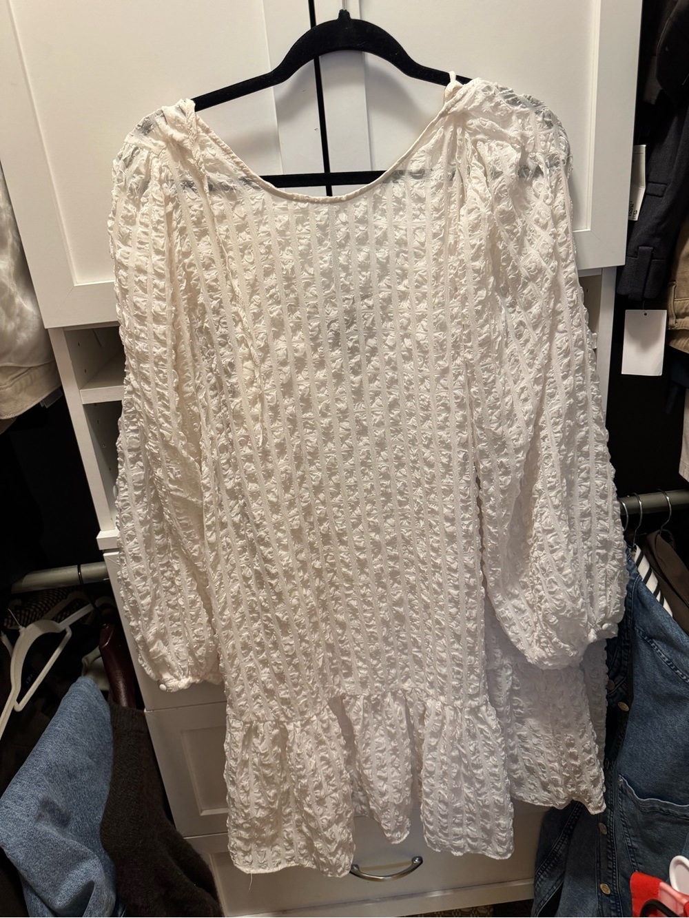 H&M White Textured Peasant Tunic